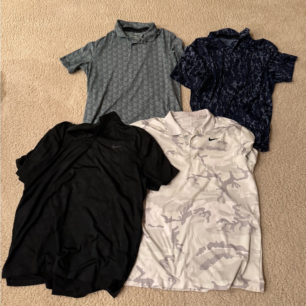 4 nike golf polos size large